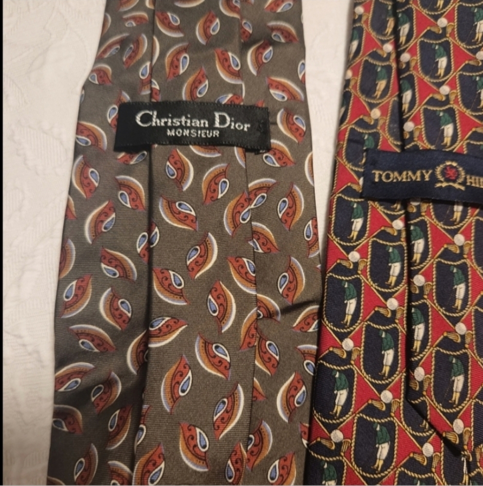 4 Mens Silk Ties DIOR TOMMY HILFIGER - Picture 3 of 10